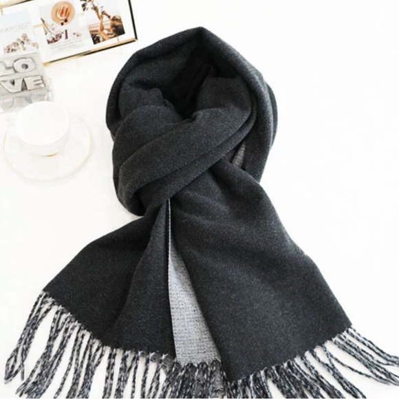 585. Soft Fringe Scarf Black/Silver 2 Colors NEW Item NWT One Size NWT - Picture 2 of 3